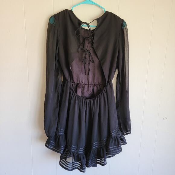 Lovers + Friends Allister Long Sleeve Open Lace Up Back Mini Dress - Picture 3 of 6